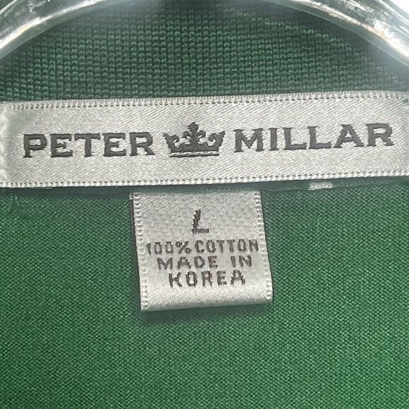 Peter Millar Polo Green White Stripped Short Sleeve Shirt Mens Size Large - Picture 3 of 5